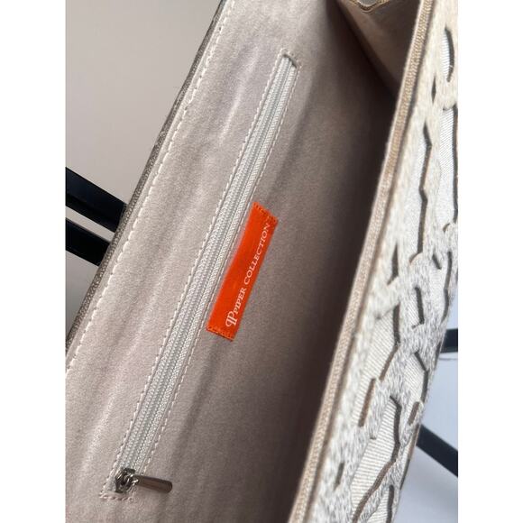 NWT Piper Collection Emma Grey Laser Cut Cowhide Clutch Purse Bag - Picture 6 of 8